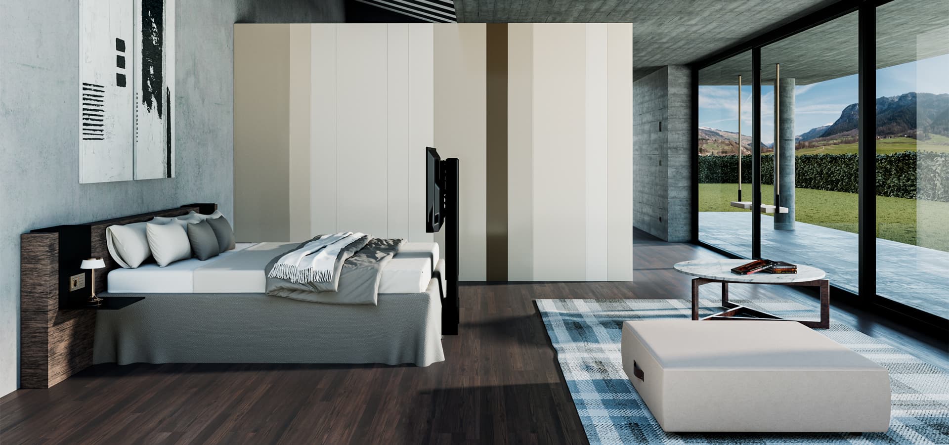 Salon connecté avec ambiance lumineuse